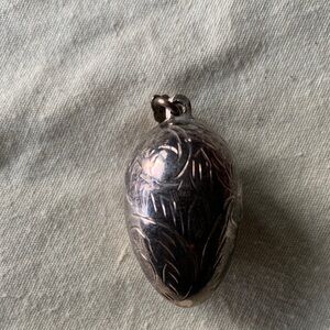 Engraved Silver Egg Pendant